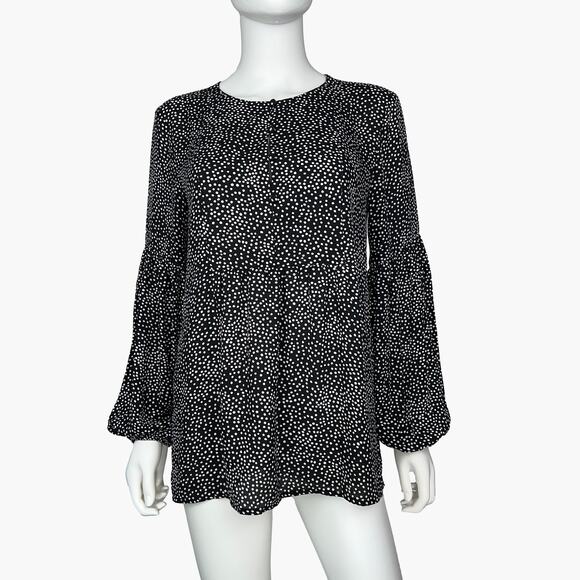 LOFT Tops - LOFT Polka Dot Long Sleeve 1/2 Button Up Blouse Top (Black/White | Size S)